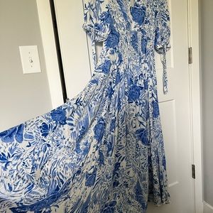 Gorgeous FREE PEOPLE long floral midi maxi dress size 4  anthropology boho vibes